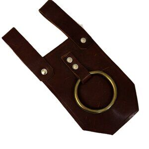 Frog Holder Vertical Renaissance Medieval Brwn Leather & Brass Handcrafted